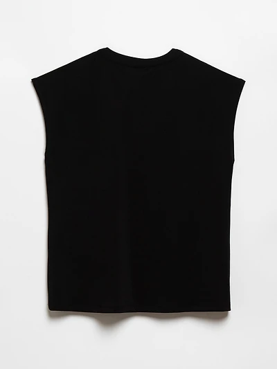 Black Cap Sleeve 2-Button Top by Jules & Leopold