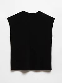 Black Cap Sleeve 2-Button Top by Jules & Leopold