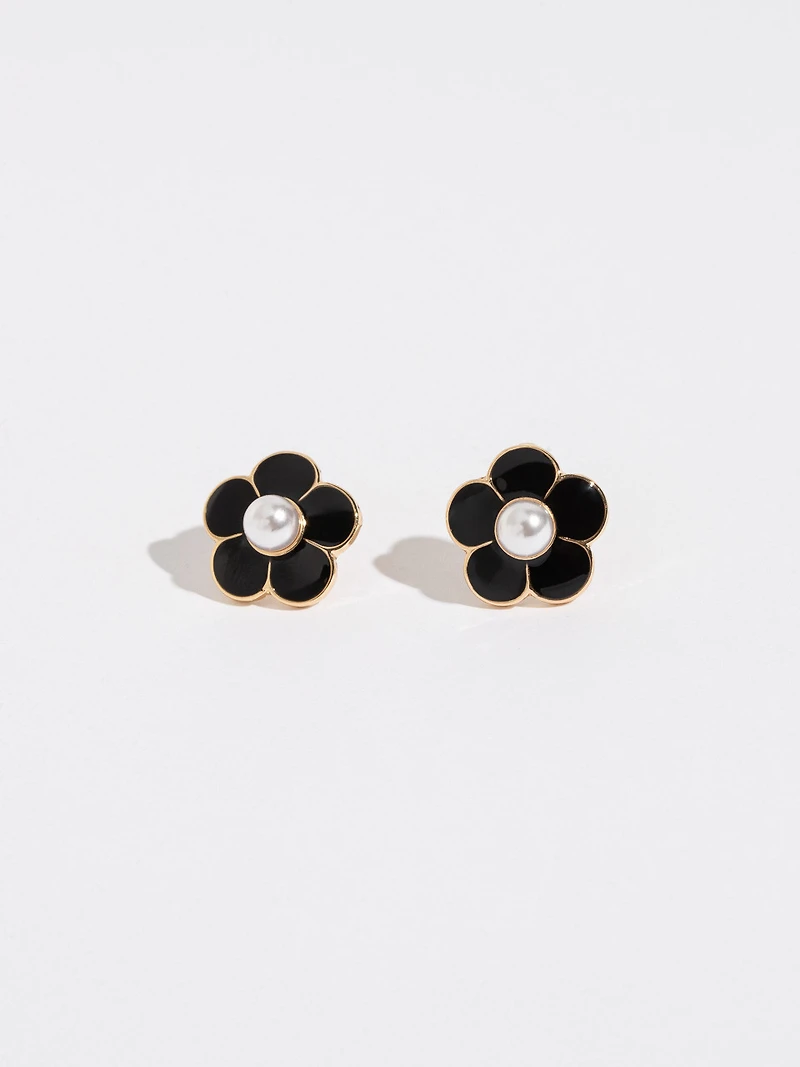 Black Flower Stud Earrings