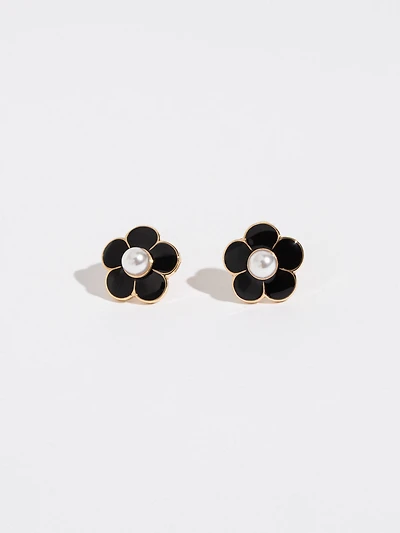 Black Flower Stud Earrings