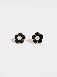 Black Flower Stud Earrings