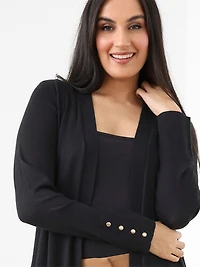 Black Open Knit Long Cardigan
