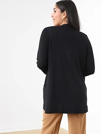 Black Open Knit Long Cardigan