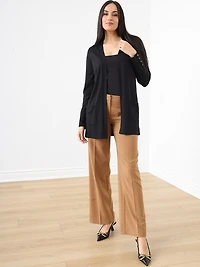 Black Open Knit Long Cardigan