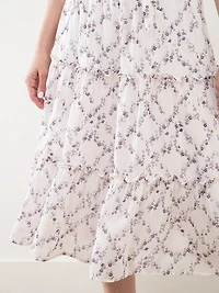 Chiffon Ditsy Floral Flutter Sleeve Dress