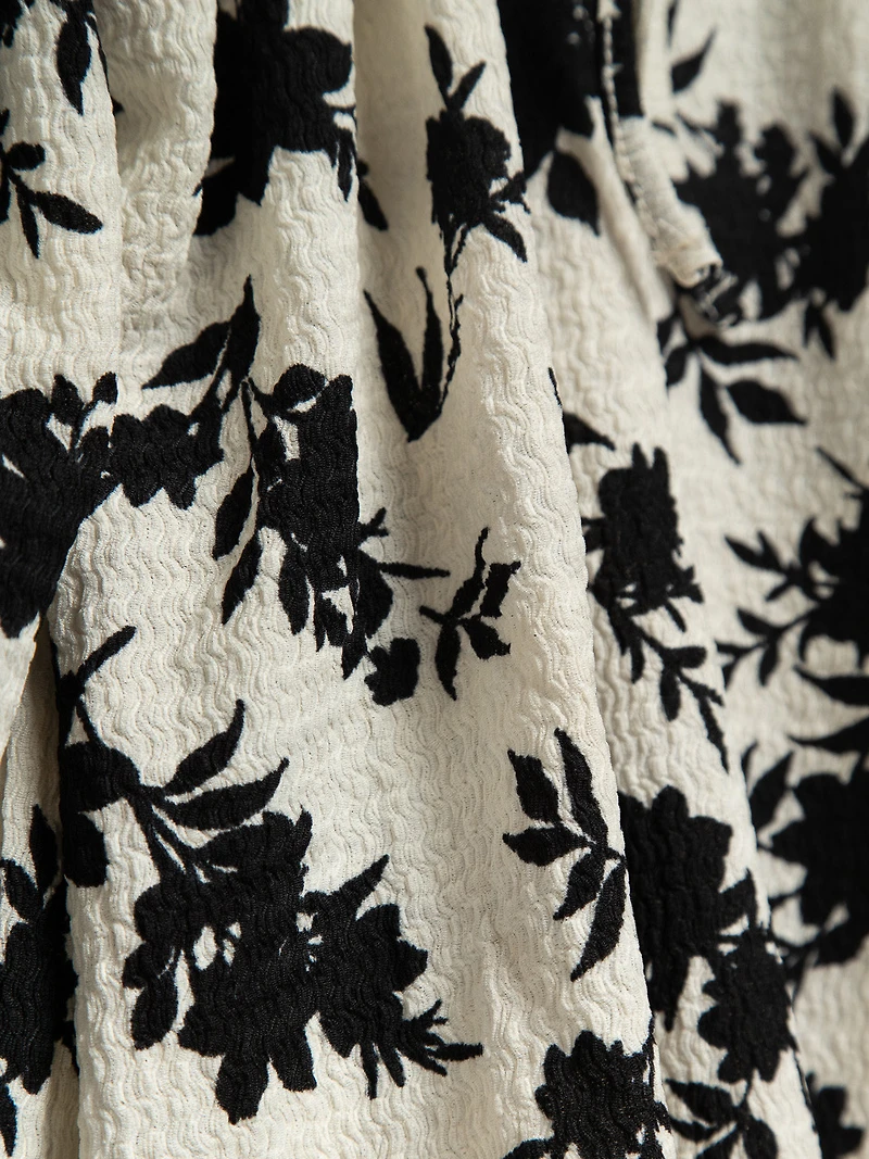 Cream/Black Floral Peasant Bubble Knit Top by Jules & Leopold
