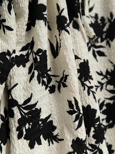 Cream/Black Floral Peasant Bubble Knit Top by Jules & Leopold