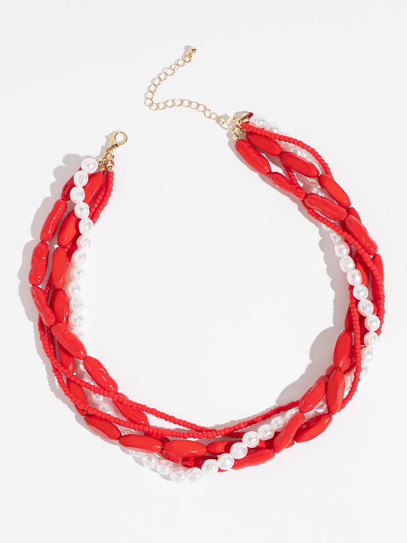 Crimson Multi-Strand Chunky Short Necklace