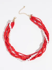 Crimson Multi-Strand Chunky Short Necklace