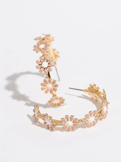 Dusty Pink Floral Hoops