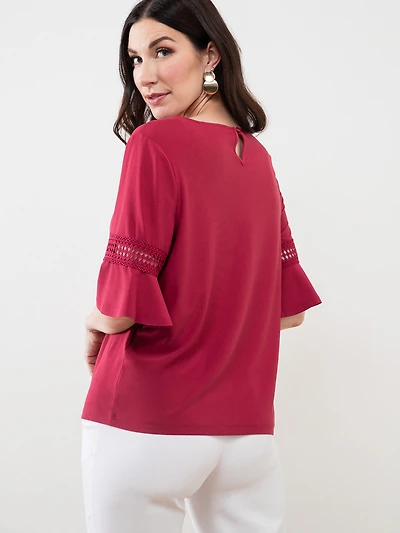 Flared Sleeve Dark Lipstick Top