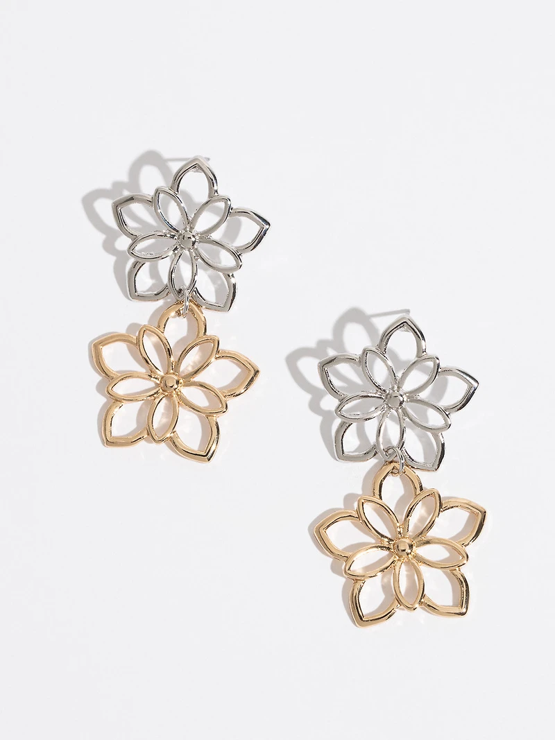 Gold & Silver Tiered Flower Earrings