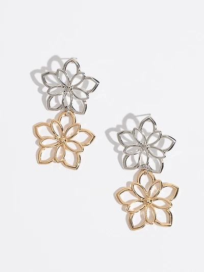 Gold & Silver Tiered Flower Earrings