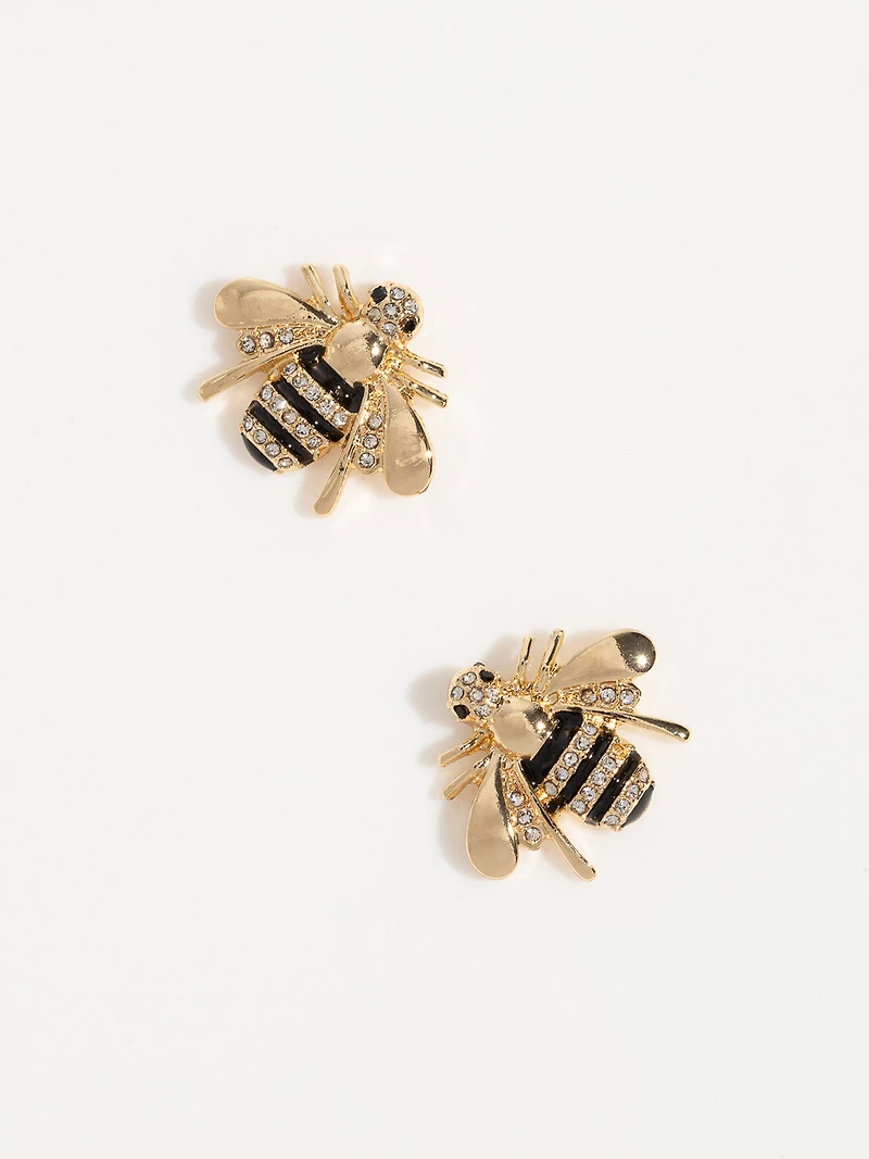 Gold Bumble Bee Stud Earrings