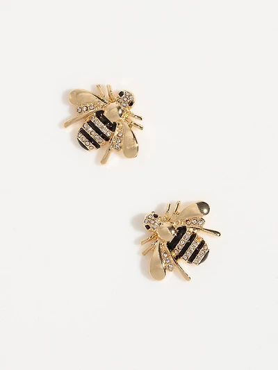 Gold Bumble Bee Stud Earrings