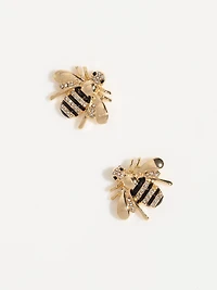 Gold Bumble Bee Stud Earrings