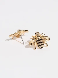 Gold Bumble Bee Stud Earrings