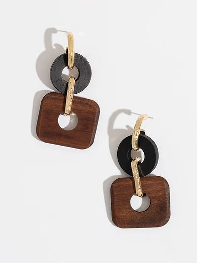 Gold/Black/Brown Wooded Earrings