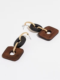 Gold/Black/Brown Wooded Earrings