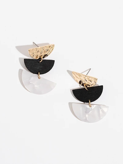 Gold/Black/Ivory Geo Shaped Earrings