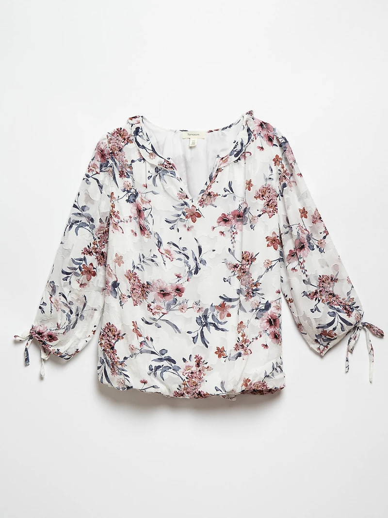 Jacquard Chiffon Bubble Hem Blouse by Tamara H.