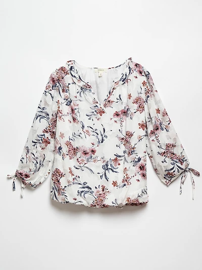 Jacquard Chiffon Bubble Hem Blouse by Tamara H.