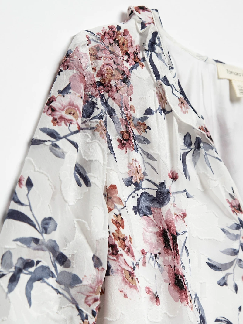 Jacquard Chiffon Bubble Hem Blouse by Tamara H.