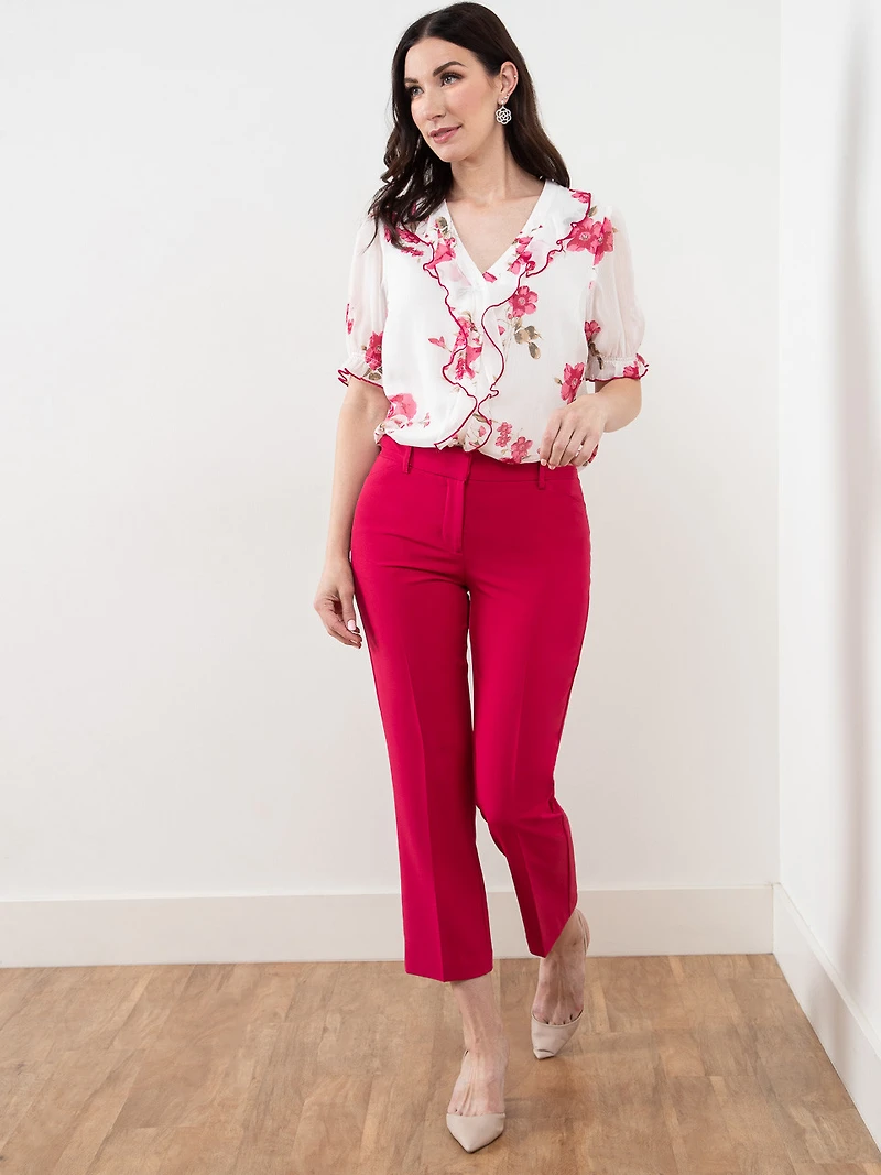 Leah Ankle Pant in Lipstick