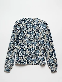 Long Sleeve Blue Crepe Knit Top by Jules & Leopold