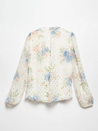 Long Sleeve Ivory Chiffon Blouse with Foil by Tamara H.