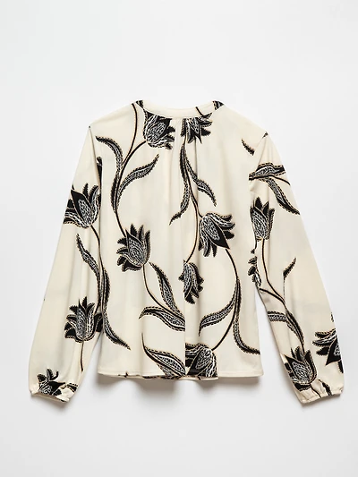 Long Sleeve Knit Crepe Peasant Top by Jules & Leopold