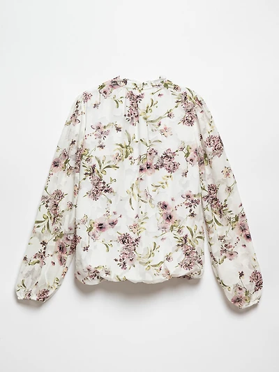 Neutral Floral Jacquard Chiffon Blouse by Autres Filles