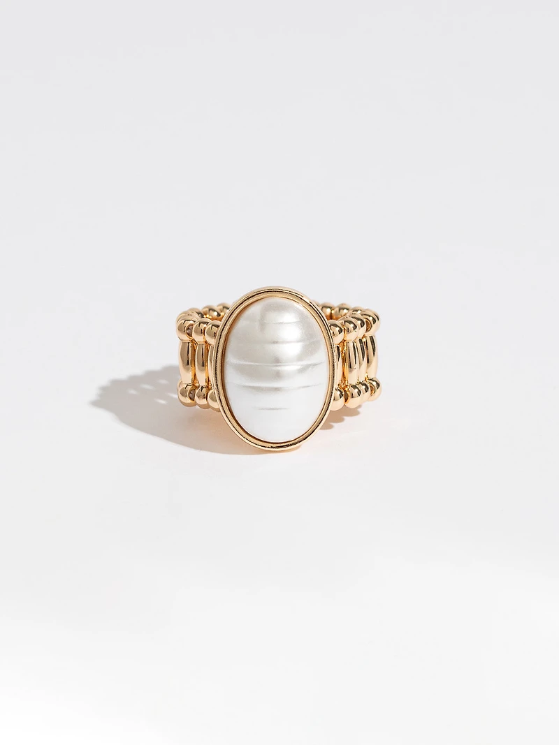 Pearl and Gold Stretch Ring