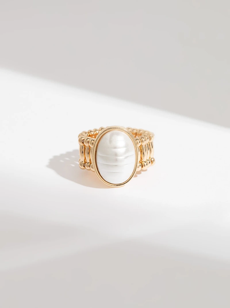Pearl and Gold Stretch Ring