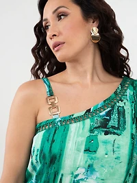 Petite Flutter One-Shoulder Dress