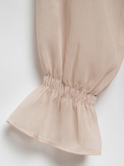 Raglan Flounce Chiffon Blouse in Sand by Haver + Blair
