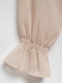 Raglan Flounce Chiffon Blouse in Sand by Haver + Blair