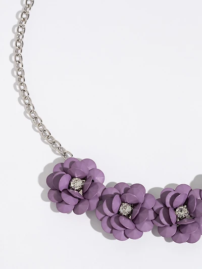 Short 3D Dusty Purple Flower Necklace