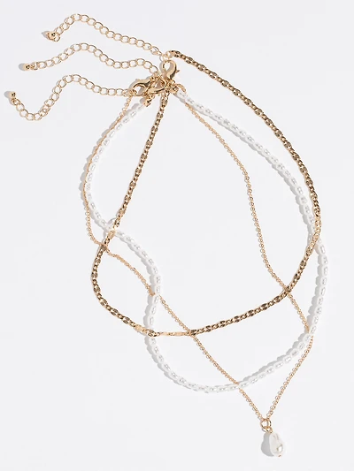 Short Gold/Pearl Necklace Trio