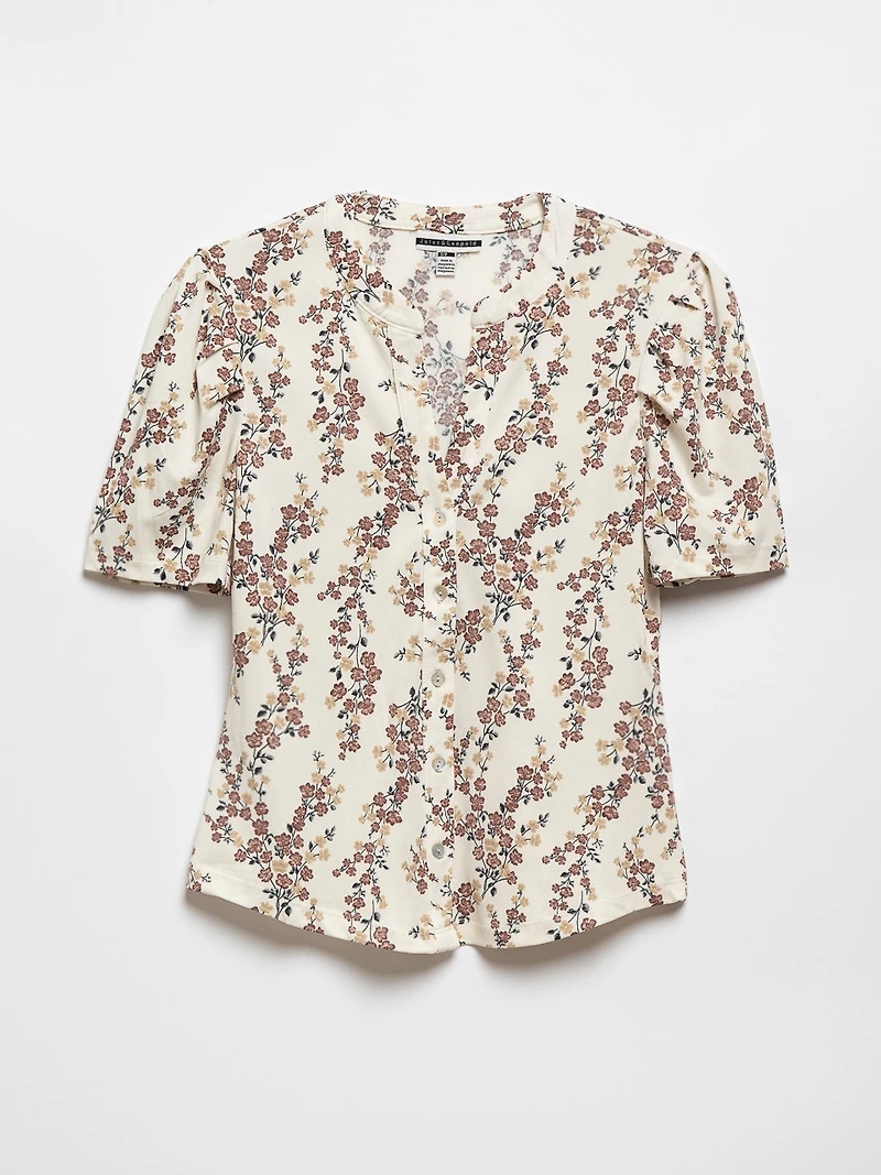 Short Sleeve Button Front Top by Jules & Leopold