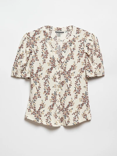 Short Sleeve Button Front Top by Jules & Leopold