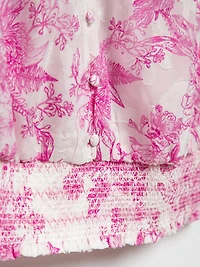 Short Sleeve Ivory/Pink Smock Bottom Blouse by Haver