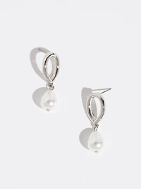 Silver and Pearl Drop Earrings