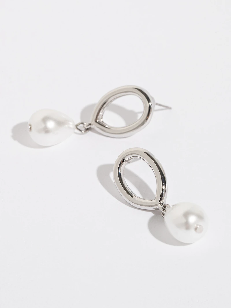 Silver and Pearl Drop Earrings