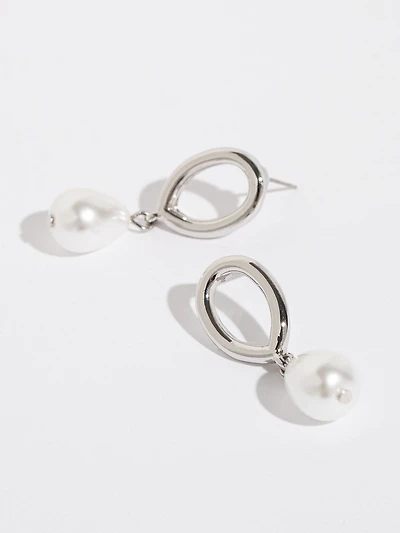 Silver and Pearl Drop Earrings