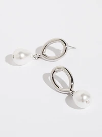 Silver and Pearl Drop Earrings