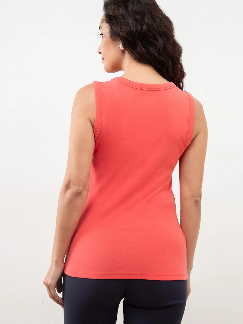 Stretch Cotton Papaya V-Neck Tank
