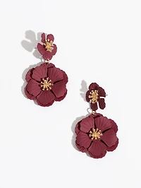 Tiered Floral Earrings in Dark Lipstick