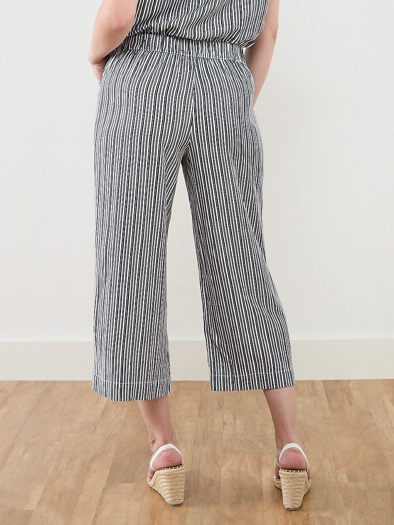 Tonia Linen-Blend Stripe Crop Pant