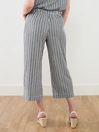 Tonia Linen-Blend Stripe Crop Pant